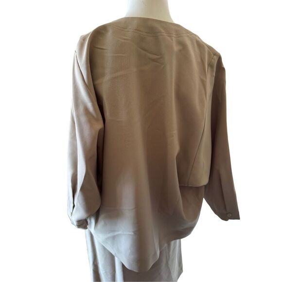 Women’s vintage 90s khaki 2 piece set S-M blazer midi pencil skirt tan - Picture 5 of 5